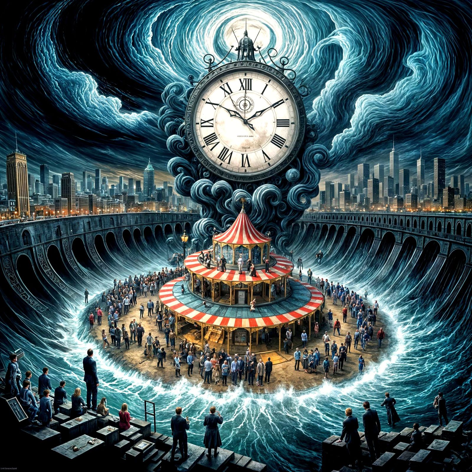 Surreal Desert Landscape with Distant Mountains