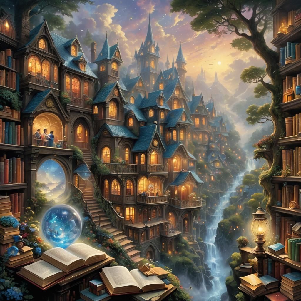 Imaginary sparkling world of books