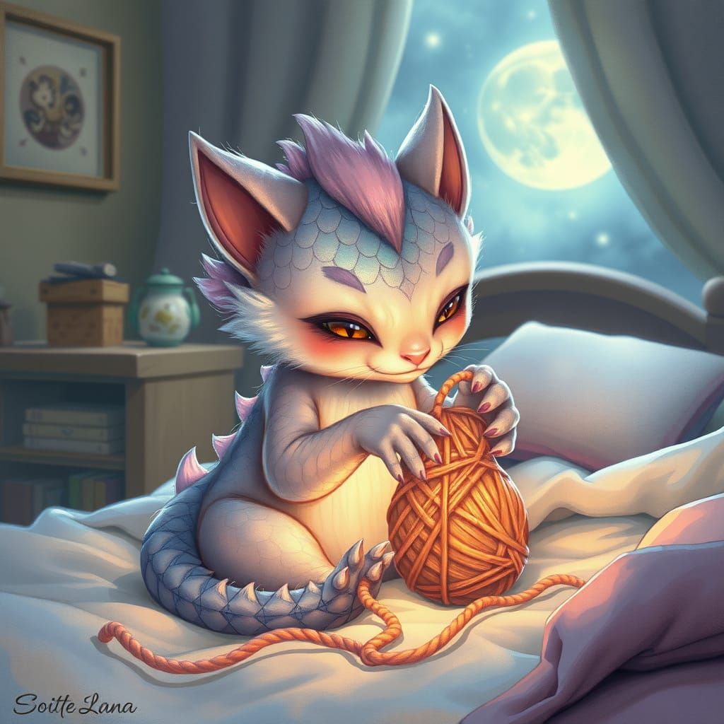 Whimsical Moonlit Companion in Dreamlike Watercolor Style