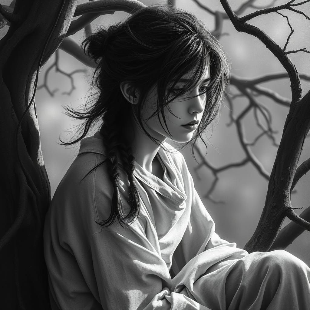 Lost in Thought, Monochromatic Portrait