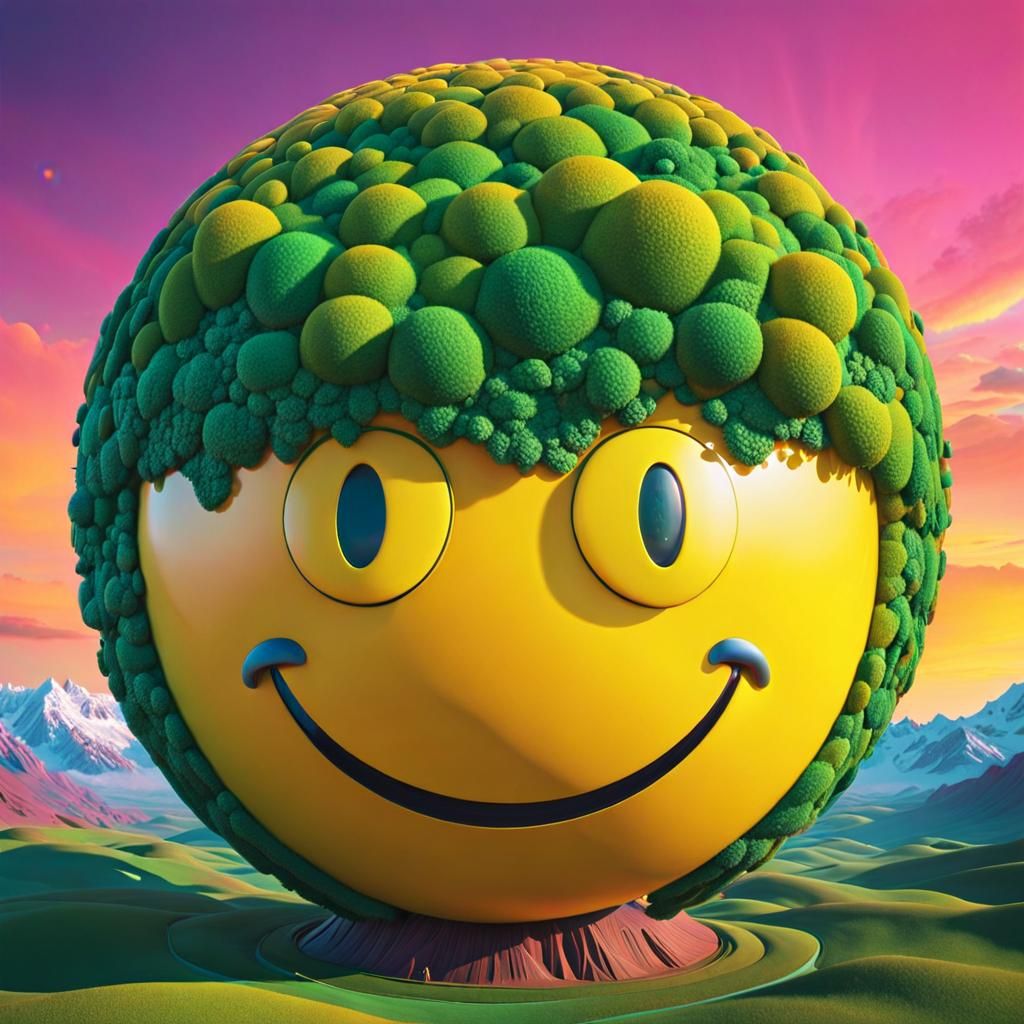 Plasticine Yellow Emoticon Sphere in 3D