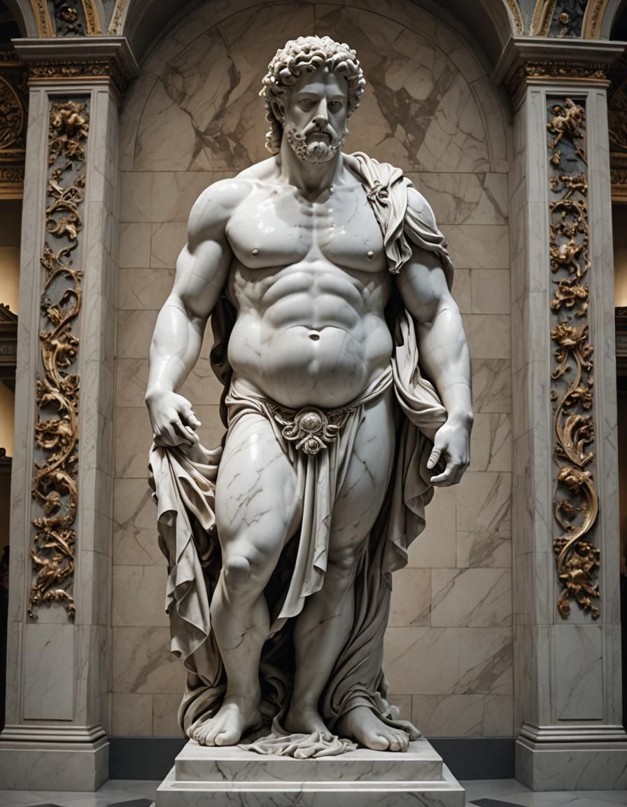 Body Positive Marble Statue in Museum