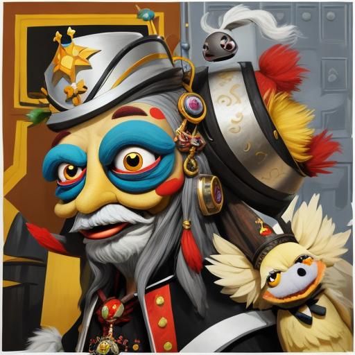 Crowned Muppet in Pop Surrealism Style