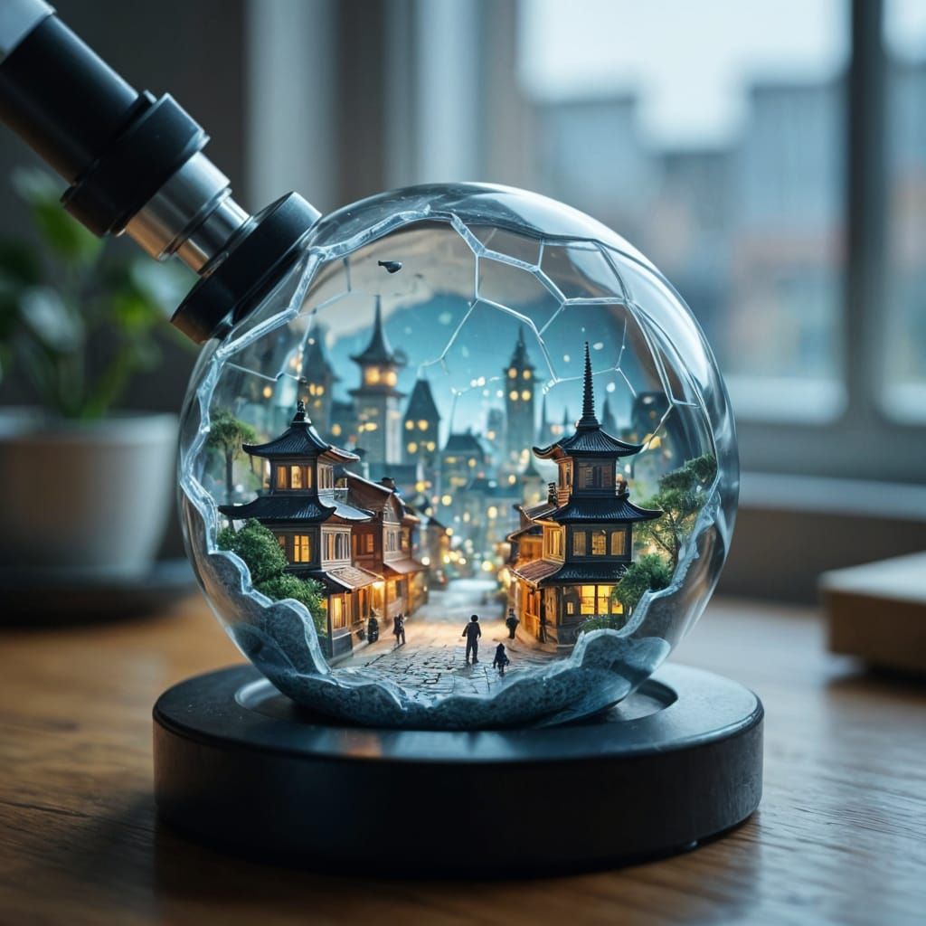 Microscopic City Inside Broken Sphere