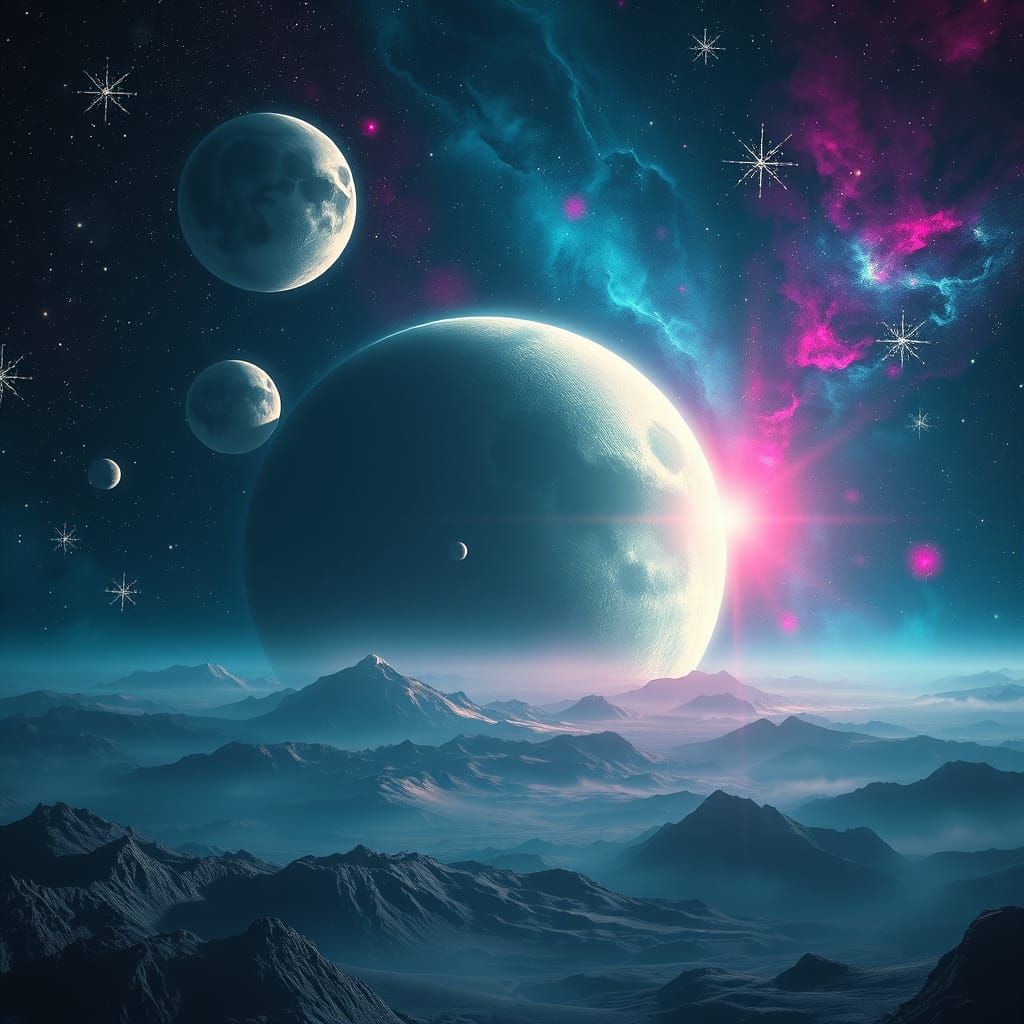 Colorful Galaxy View from Distant Planet