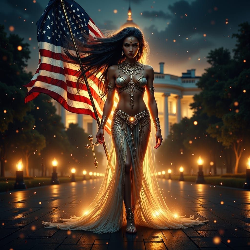 Goddess Isis Illuminates the White House in a Fusion of Egyp...