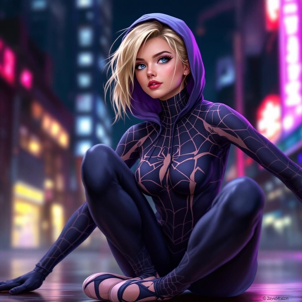 Gwen Stacy as Spider-Woman in Anime Style