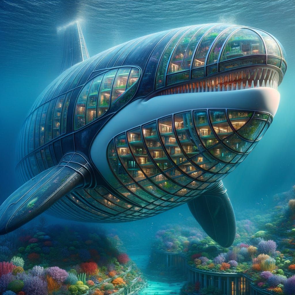 Submerged Future City in the Shape of an Orca