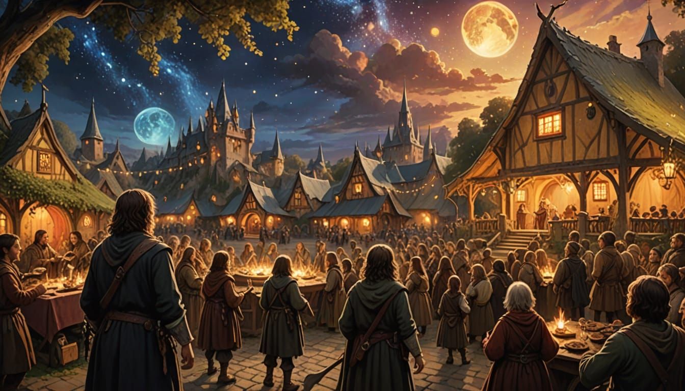 Fantasy Concert Scene: Female Goliath Bard Performs Under Wh...