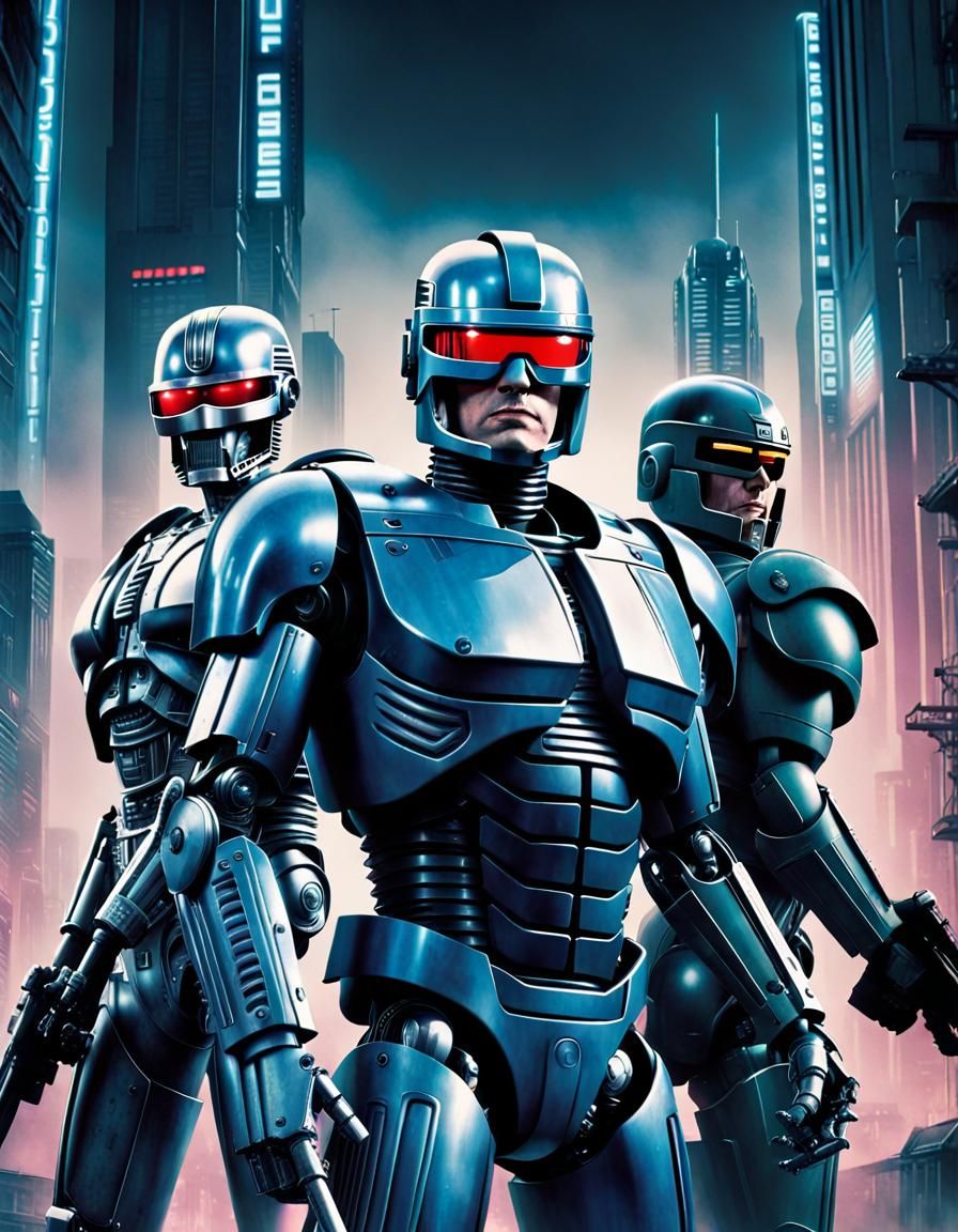 Robocop, Terminator, and Judge Dredd Movie Poster