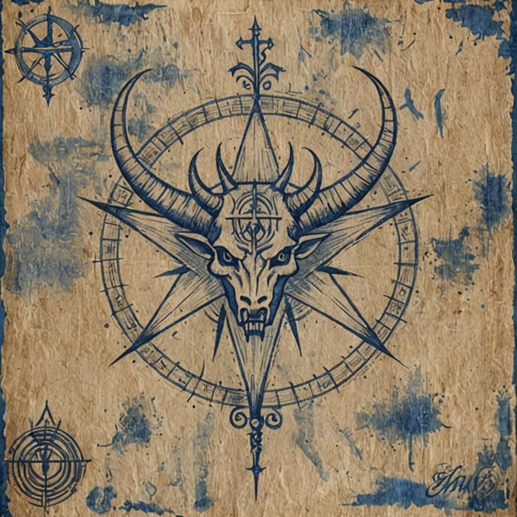 Minotaur Sigil Tattoo Design on Papyrus