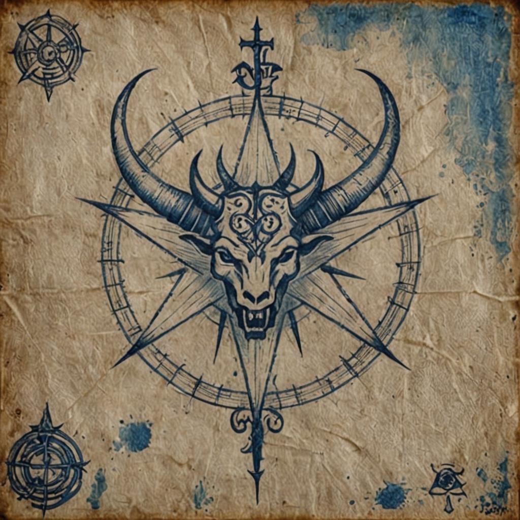 Minotaur Sigil Tattoo Design on Papyrus