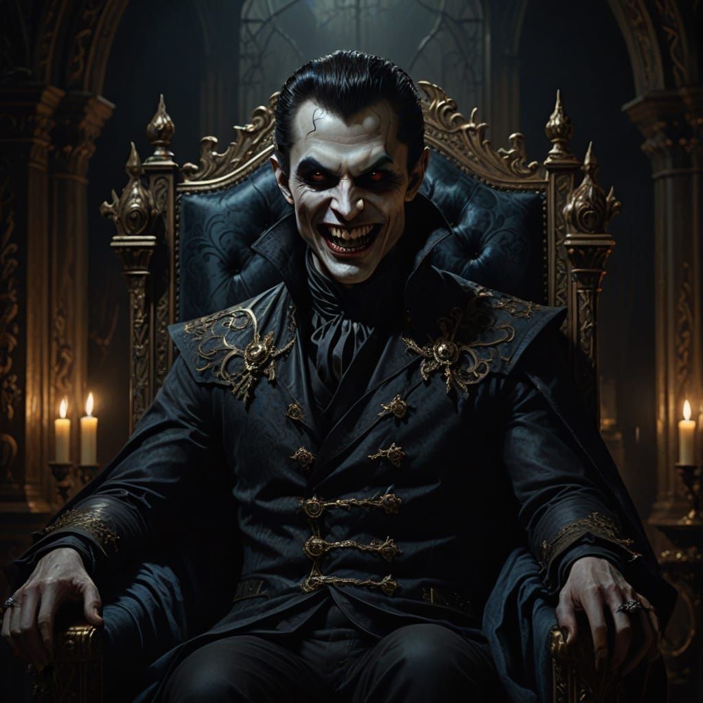 Gothic Vampire Portrait in Oil with Chiaroscuro