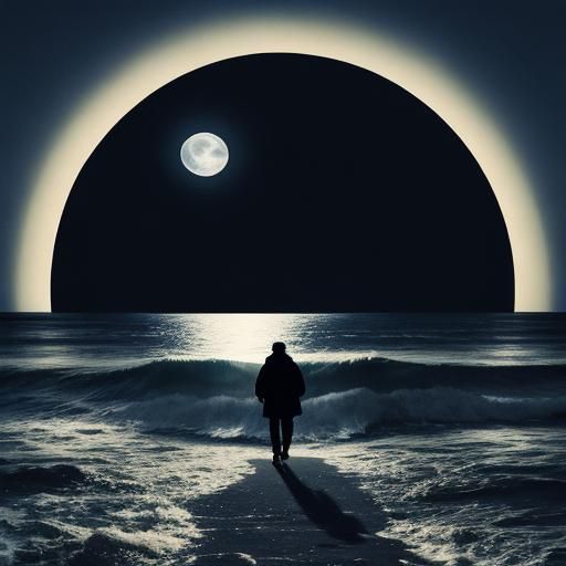 Moonlit Walk Along a Lonely Shore