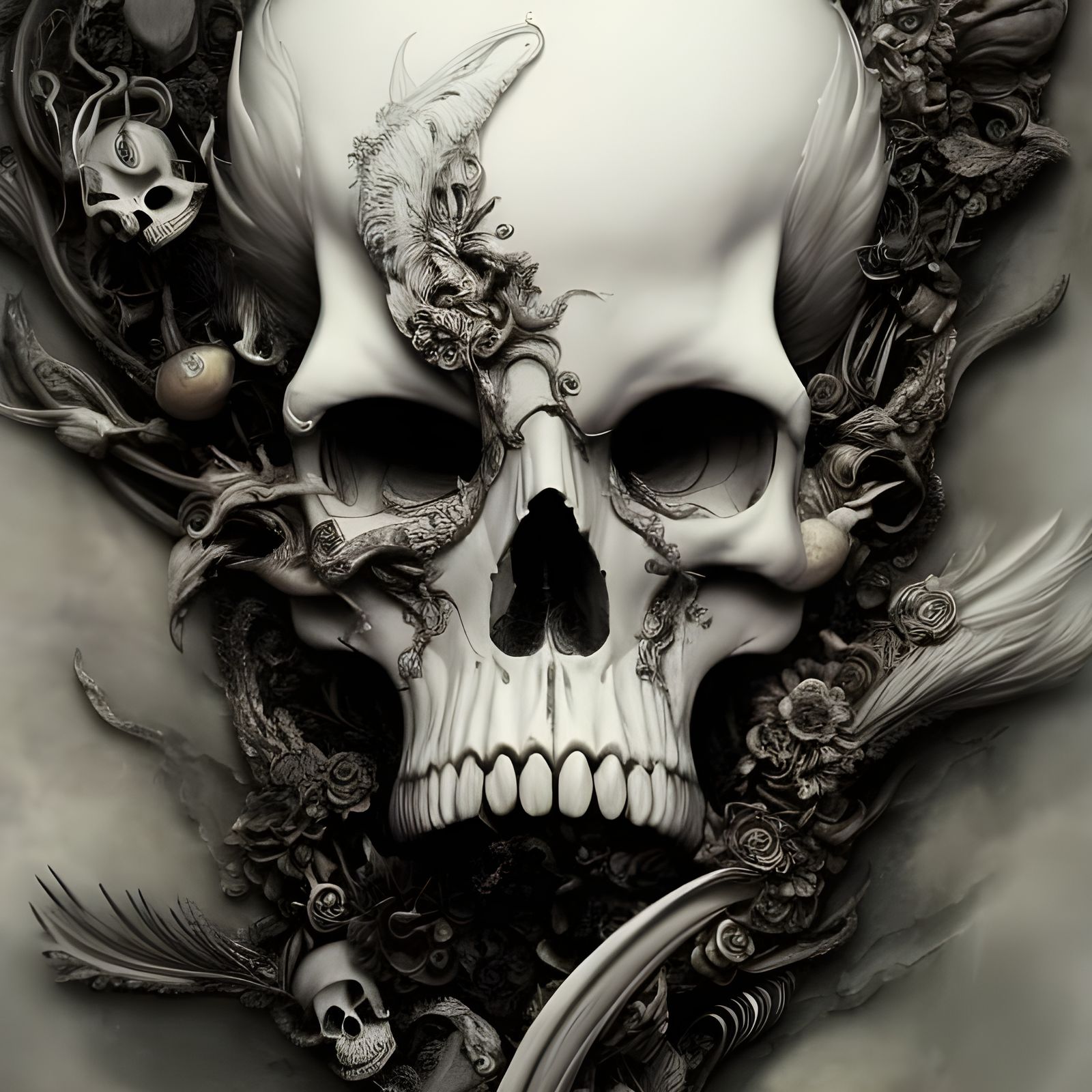 Marble Pirate Skull Carving: Detailed Fantasy Art