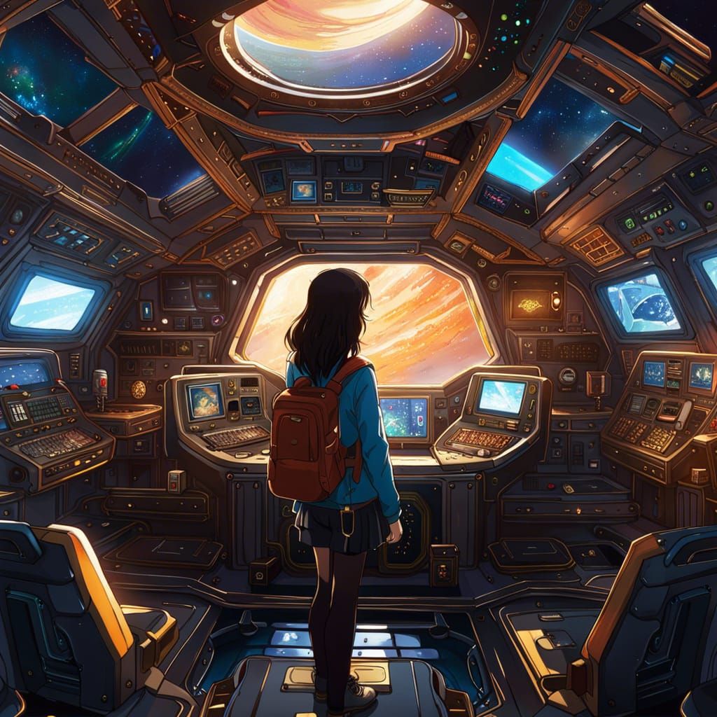 Detailed Starship Interior in Digital Art Style