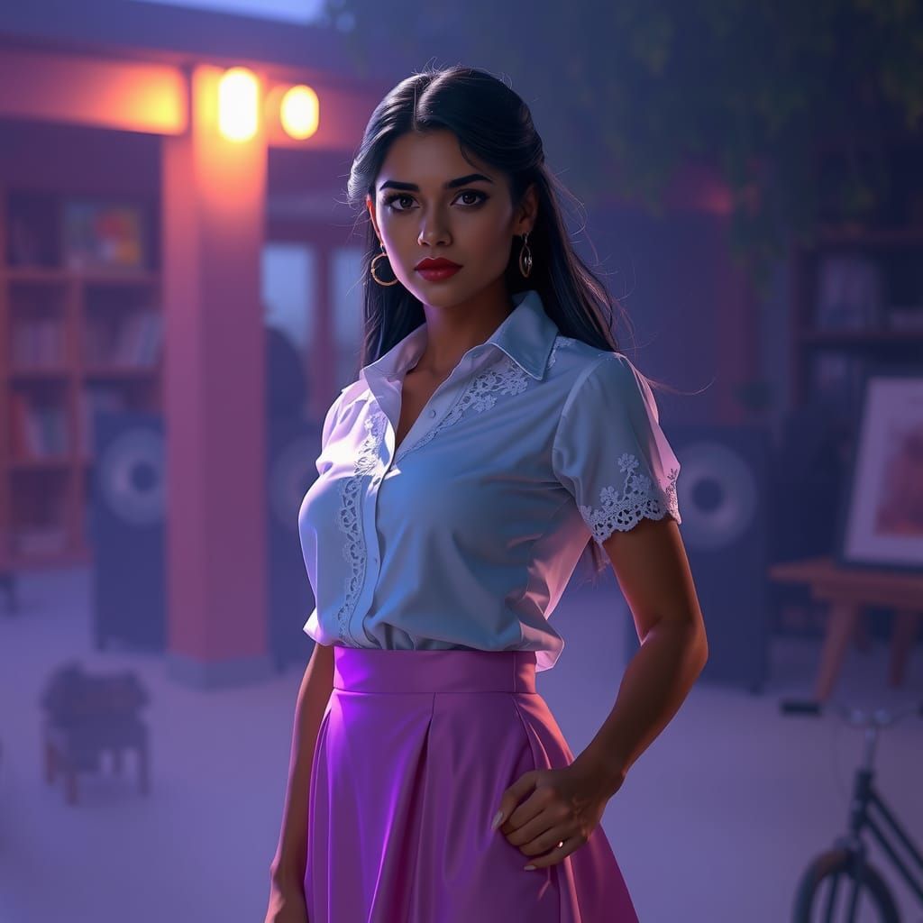 Confident Indian Woman in Mystical Evening Light