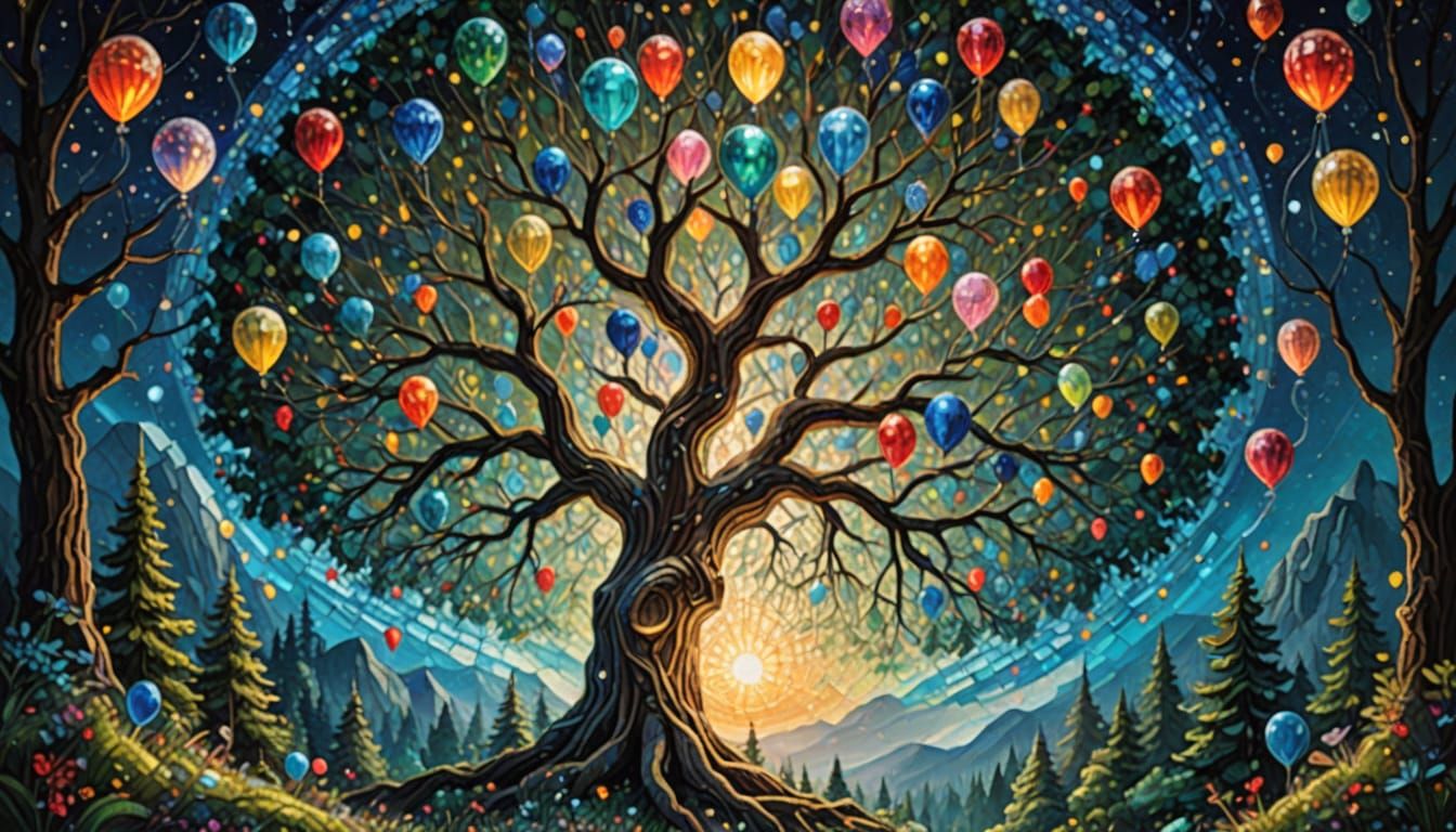 Mosaic Balloon Tree in Forgotten Forest
