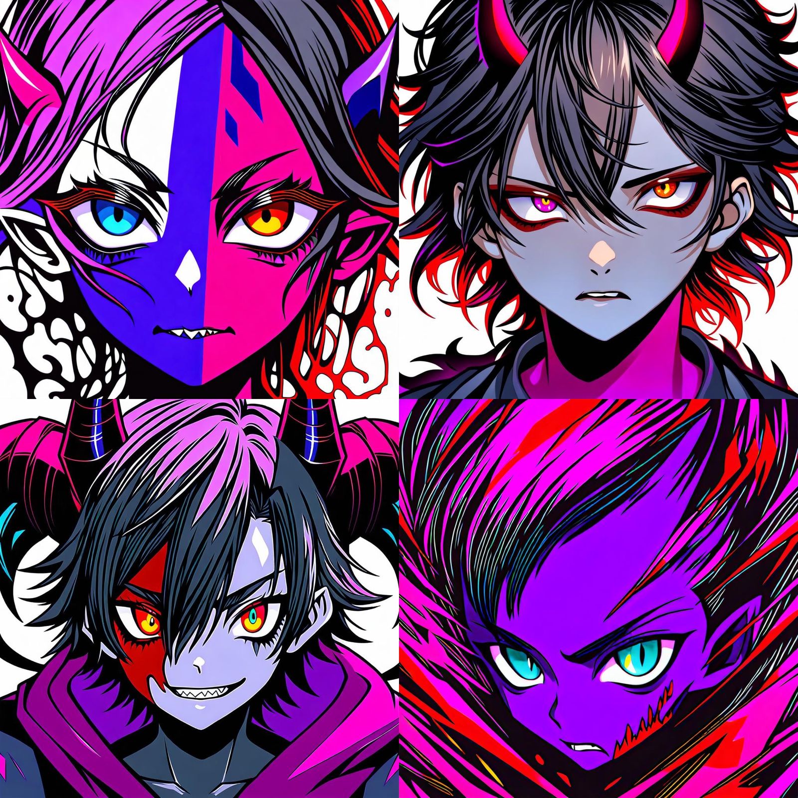 Demonic Teen Portrait with Heterochromia and Horns