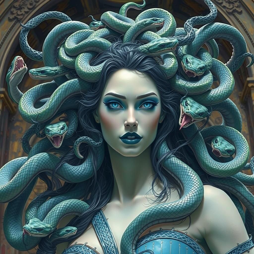 Medusa with Viper Hair in Hyper-Detailed Digital Art