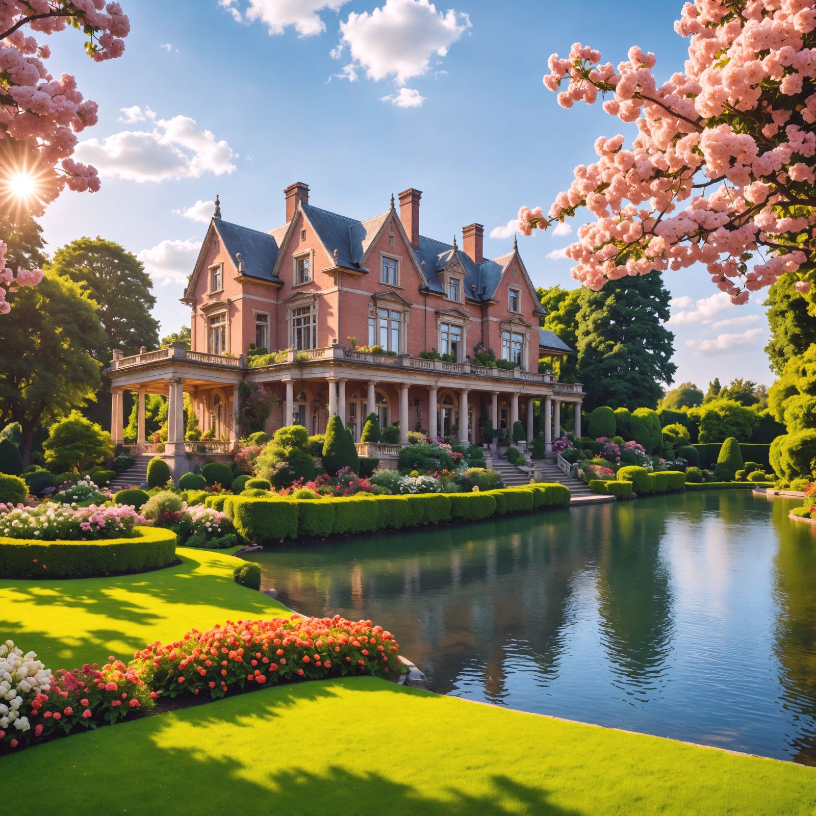 Ethereal Garden Manor in Hyperrealistic Detail