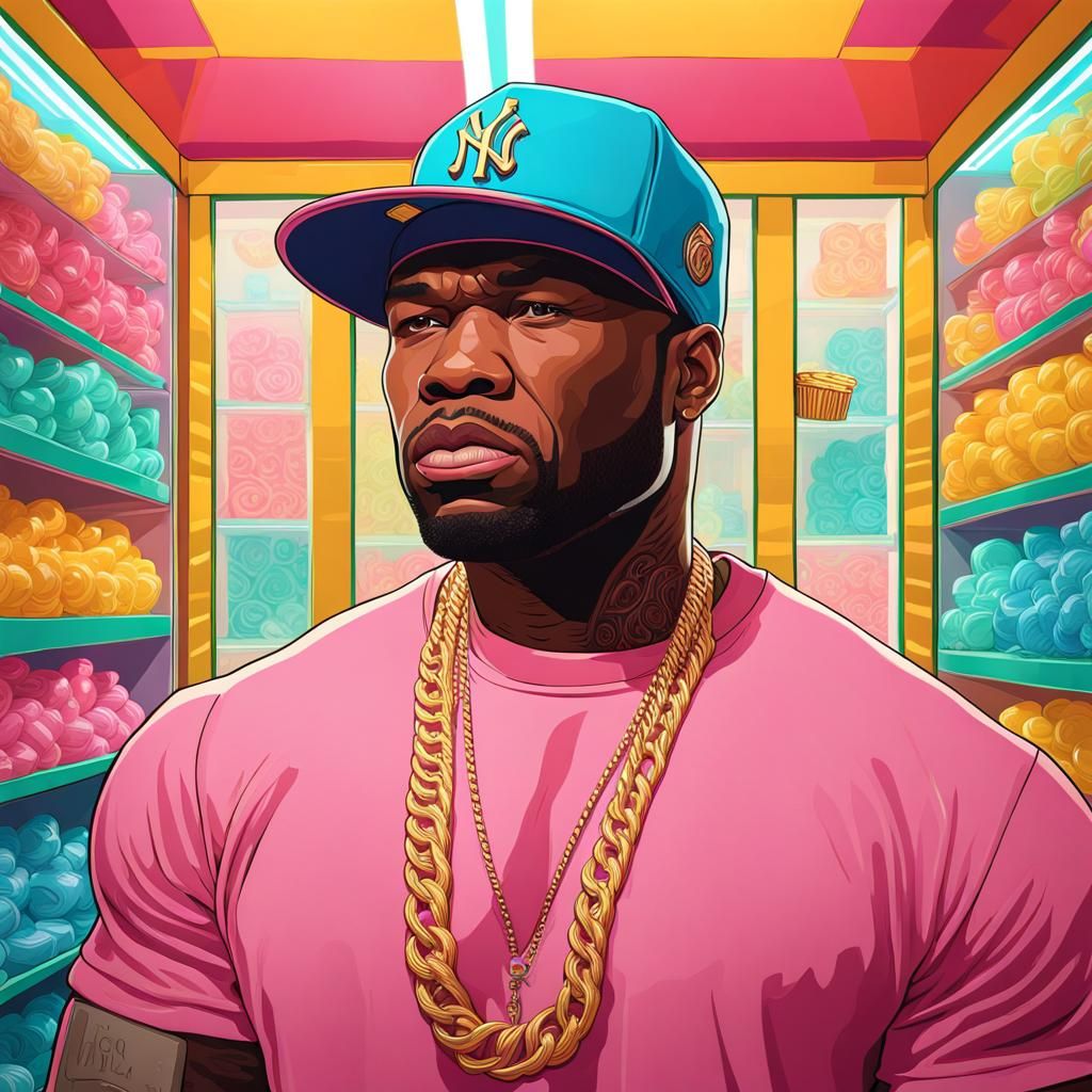 50 Cent in Candy Shop: Art Nouveau Portrait