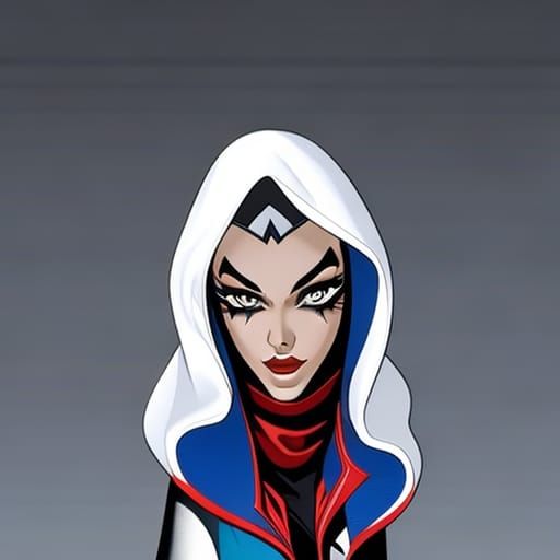 Villain Girl in Hoodie: Tricolor Portrait