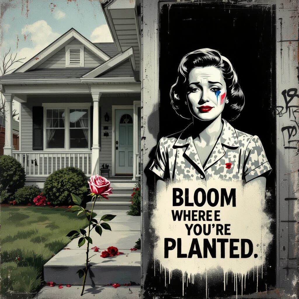 Banksy-Inspired 1950s Housewife Art Raising Awareness