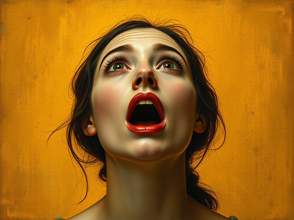 Astonished Woman in Pre-Raphaelite Style