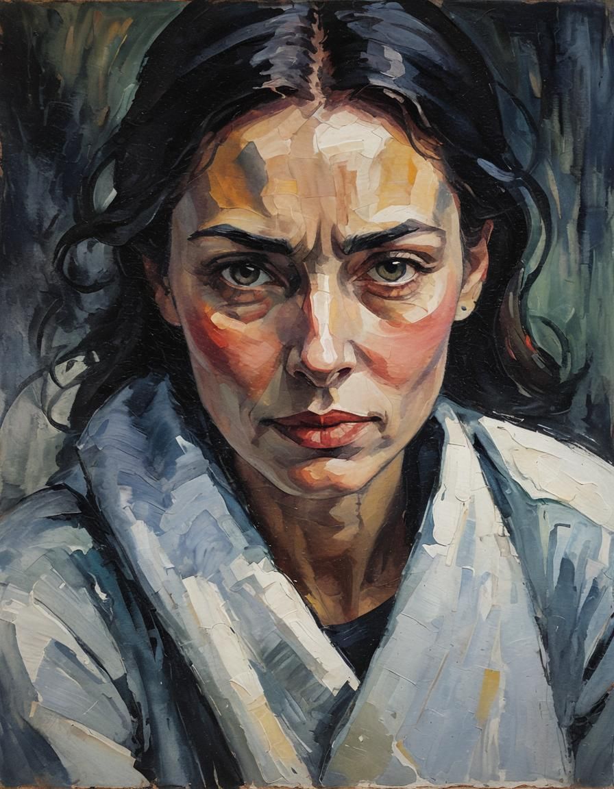 Expressionist Portrait of a Serene Woman