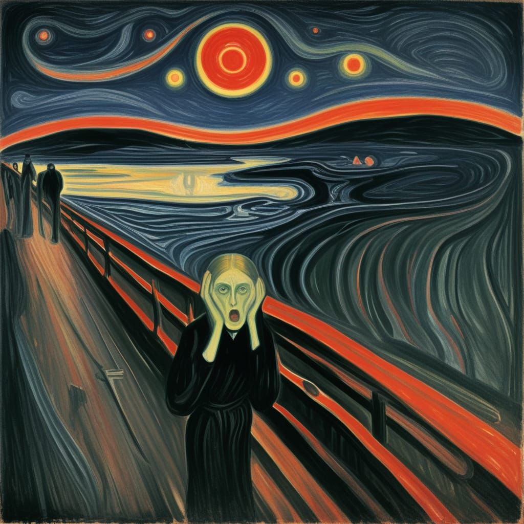 Surreal Painting of Melancholic Landscape in Dark Fantasy St...