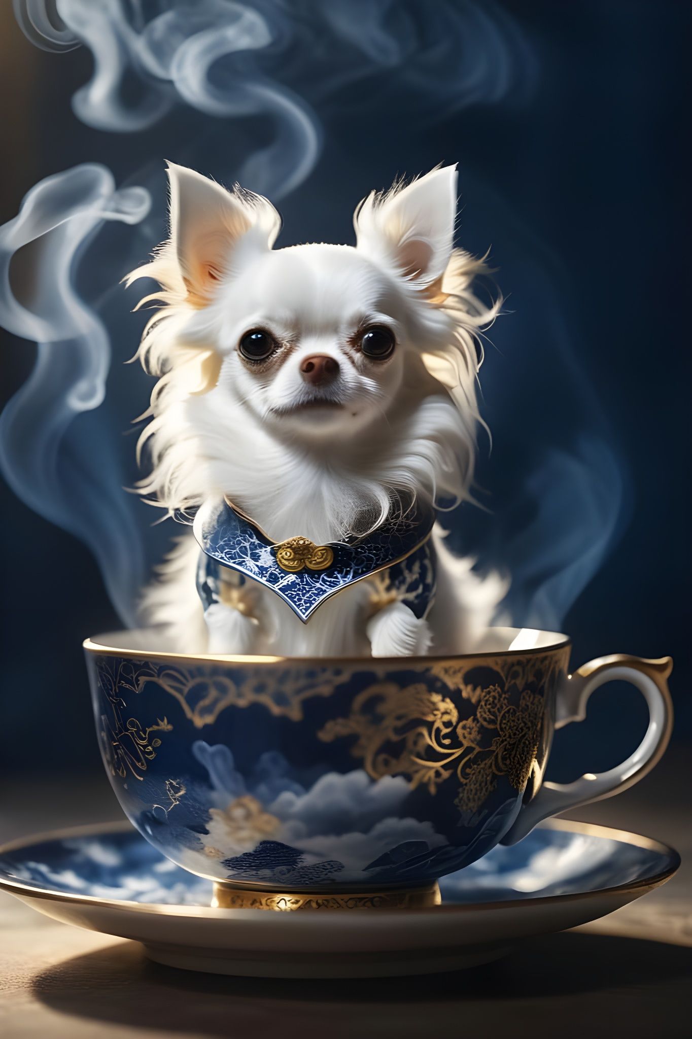 Chihuahua Steam Arabesque Rising from Teacup