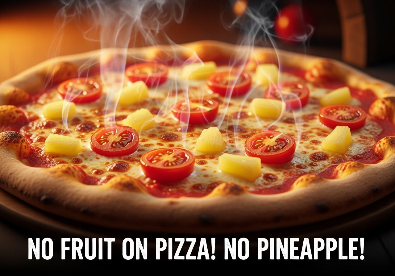 Hyperrealistic Pizza with Pineapple Advertisement