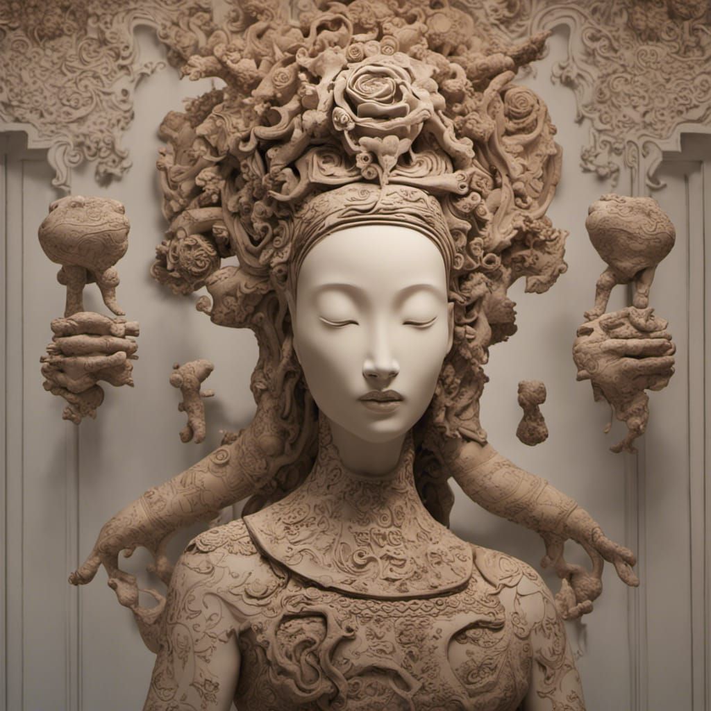 Ancient Venus Statue with Asian Patterns