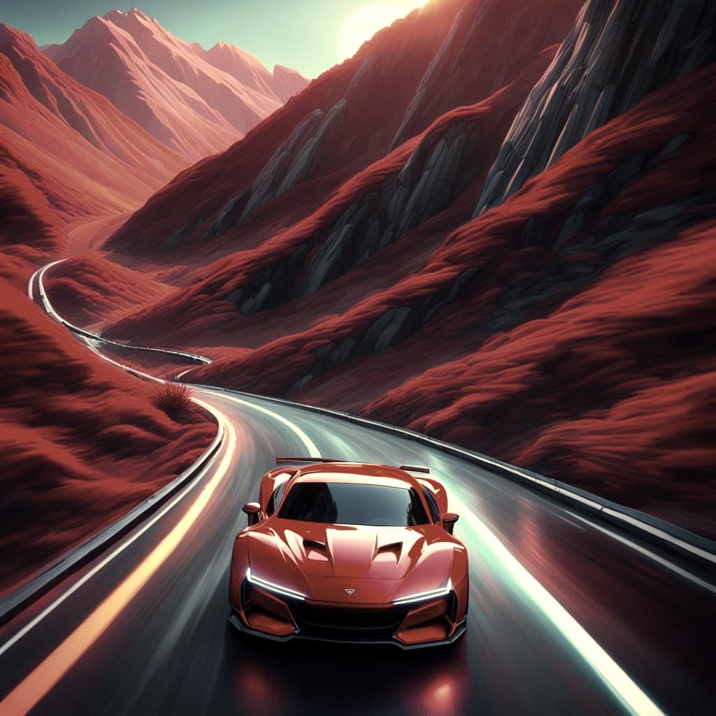 Red Car Drifting: 3D Anime Art