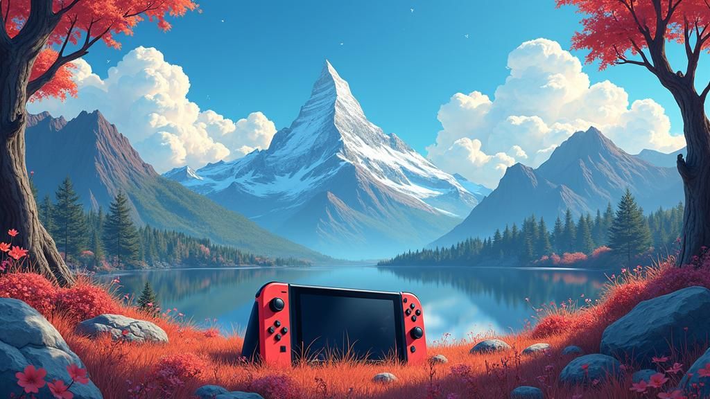 Nintendo Switch in Breathtaking Anime Landscape
