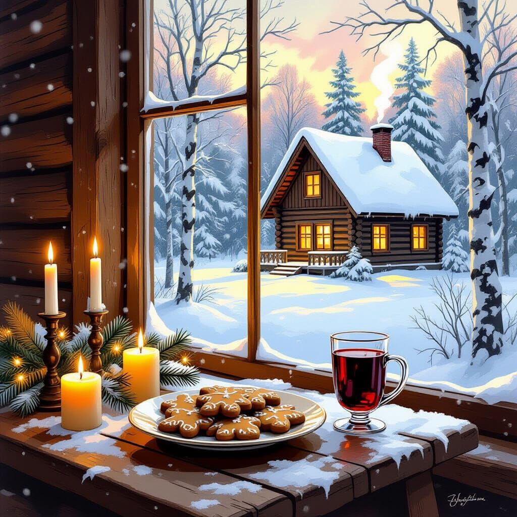 Cozy Snow Cabin on Fourth Advent