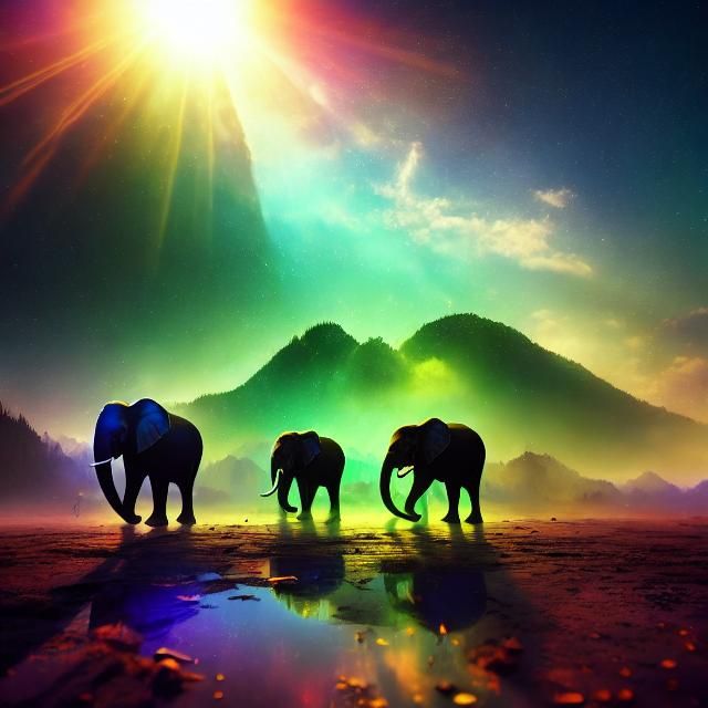 Elephants in a Vibrant Circus Art Scene