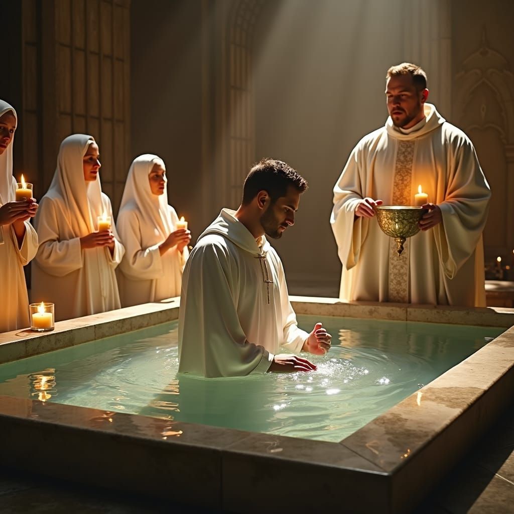 Baptism Ceremony in the Style of Fra Angelico