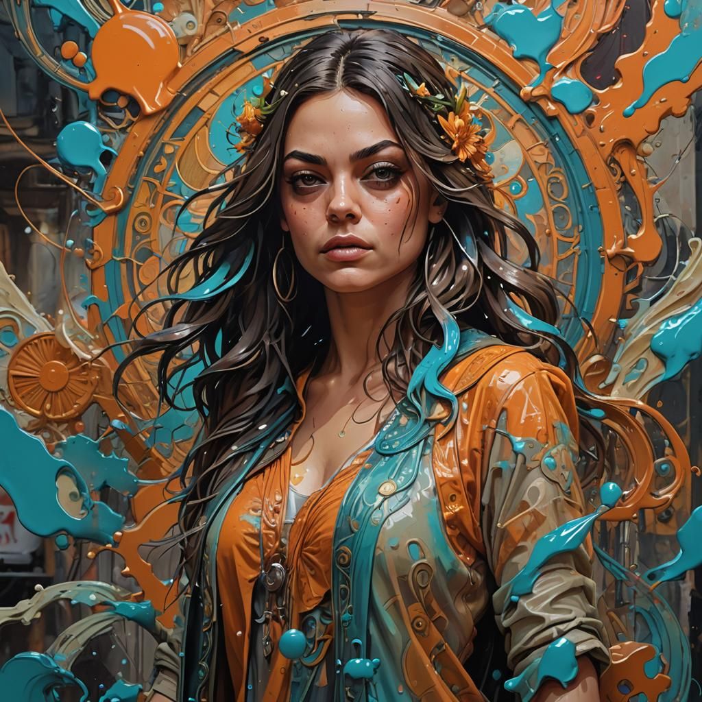 Mila Kunis Hyperdetailed Concept Art in Graffiti Style