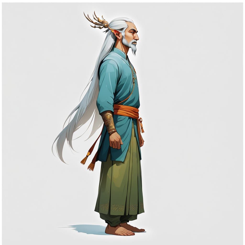 Elven Hindu Guru in Kyoto Animation Style