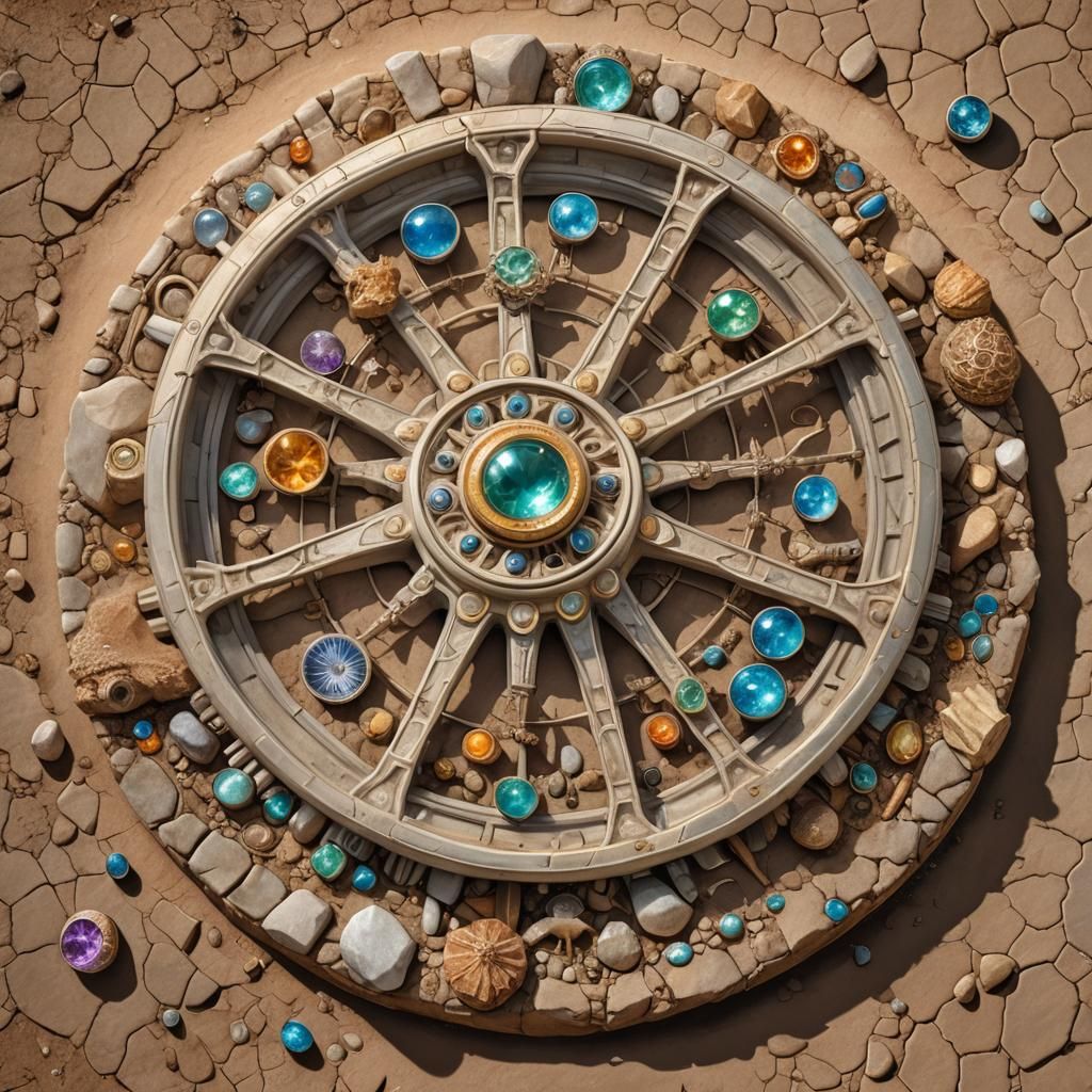 Beryl Wheel with Winged Creatures: Hyperrealistic Concept Ar...