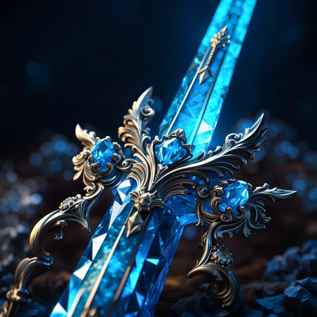 Luminescent Crystal Sword: Fantasy Cavansite Render