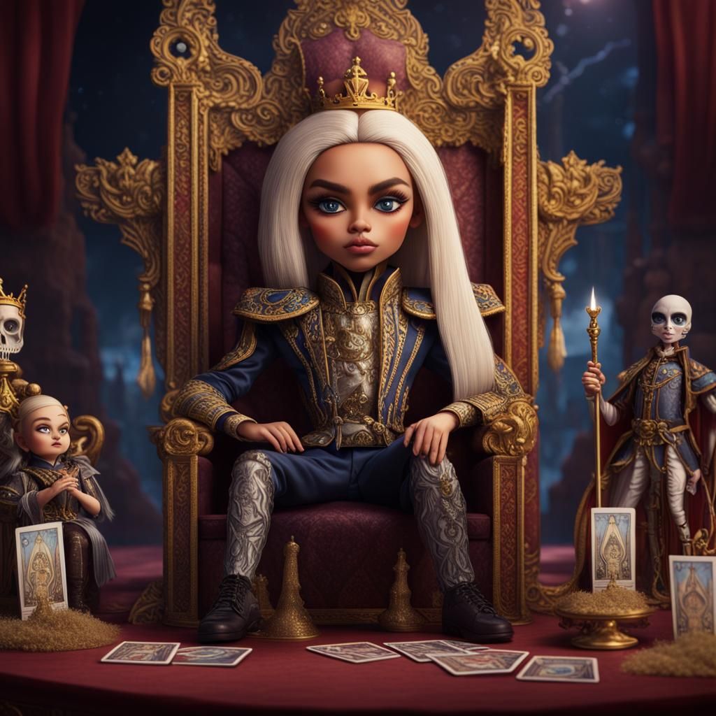 Hyperrealistic Bratz Dolls as The Emperor Tarot Card