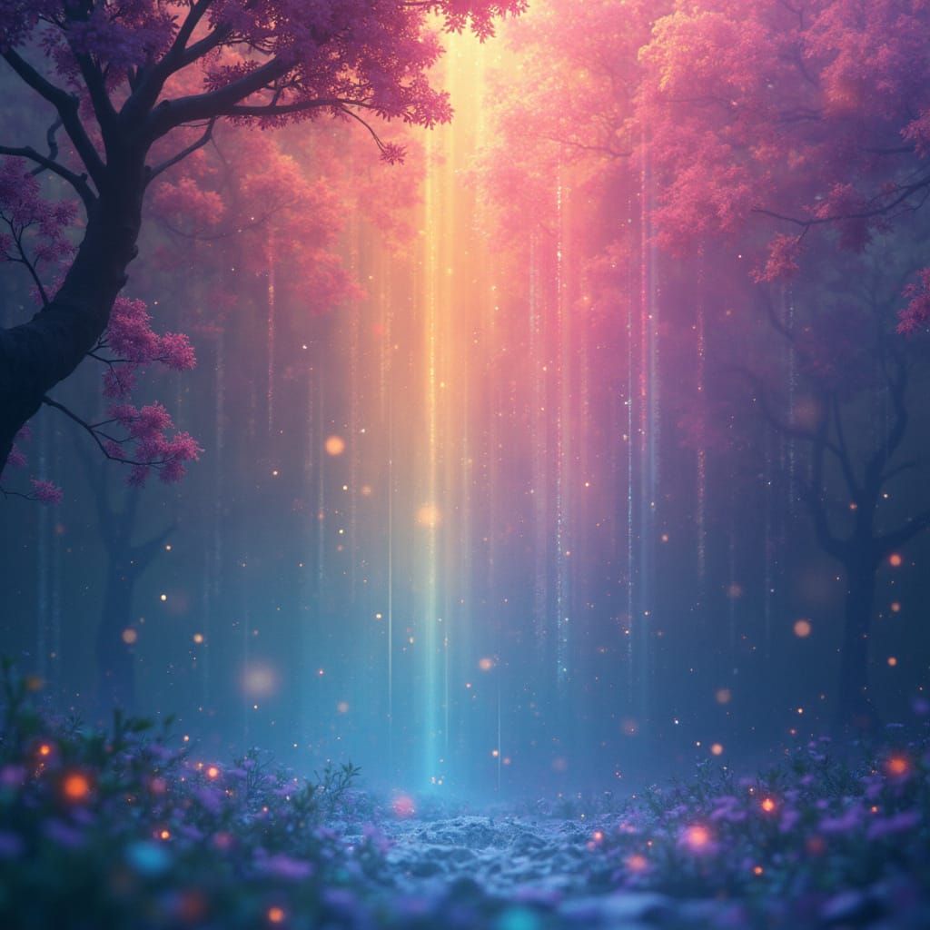 Rainbow Raindrops in Art Nouveau Style