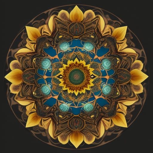 Digital Mandalas in Vibrant Sunflowers
