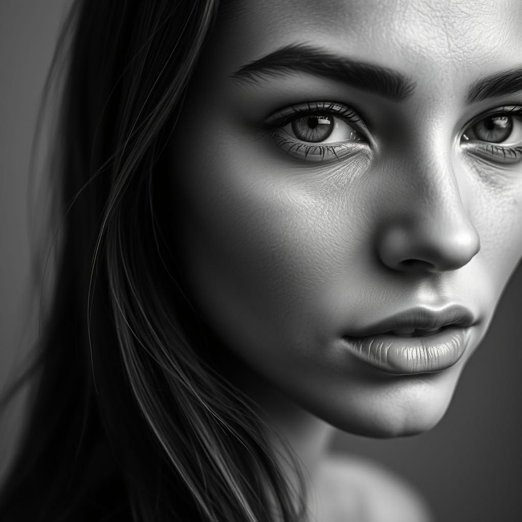 Elegant Black and White Portrait in High-Definition