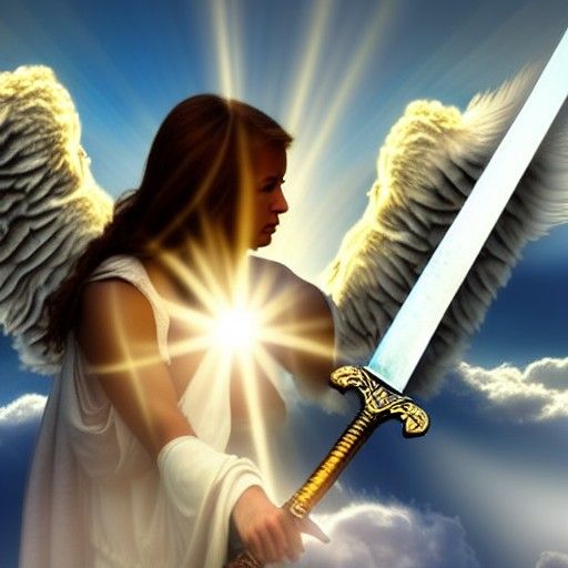 Warrior Angel with Sword in Divine Light