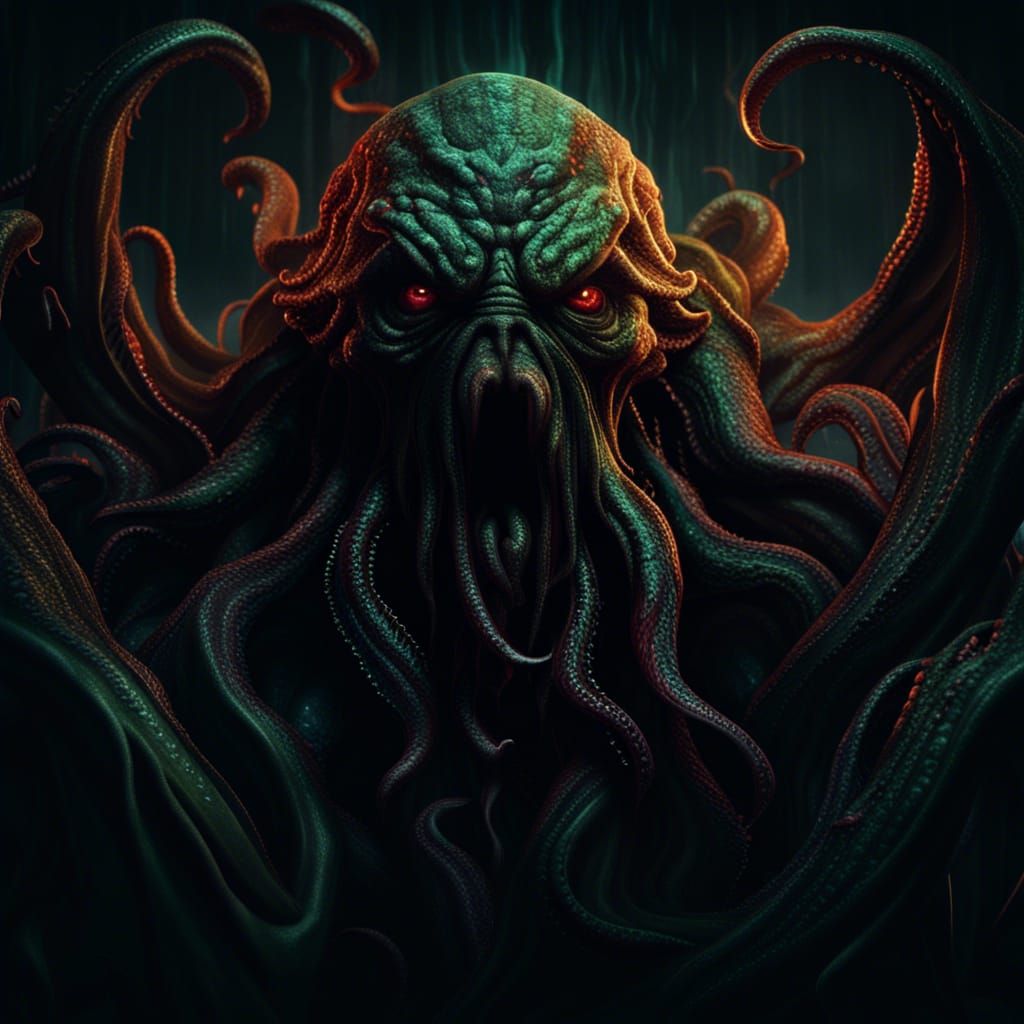 Cthulhu's Noir Scream: A Detailed Matte Painting