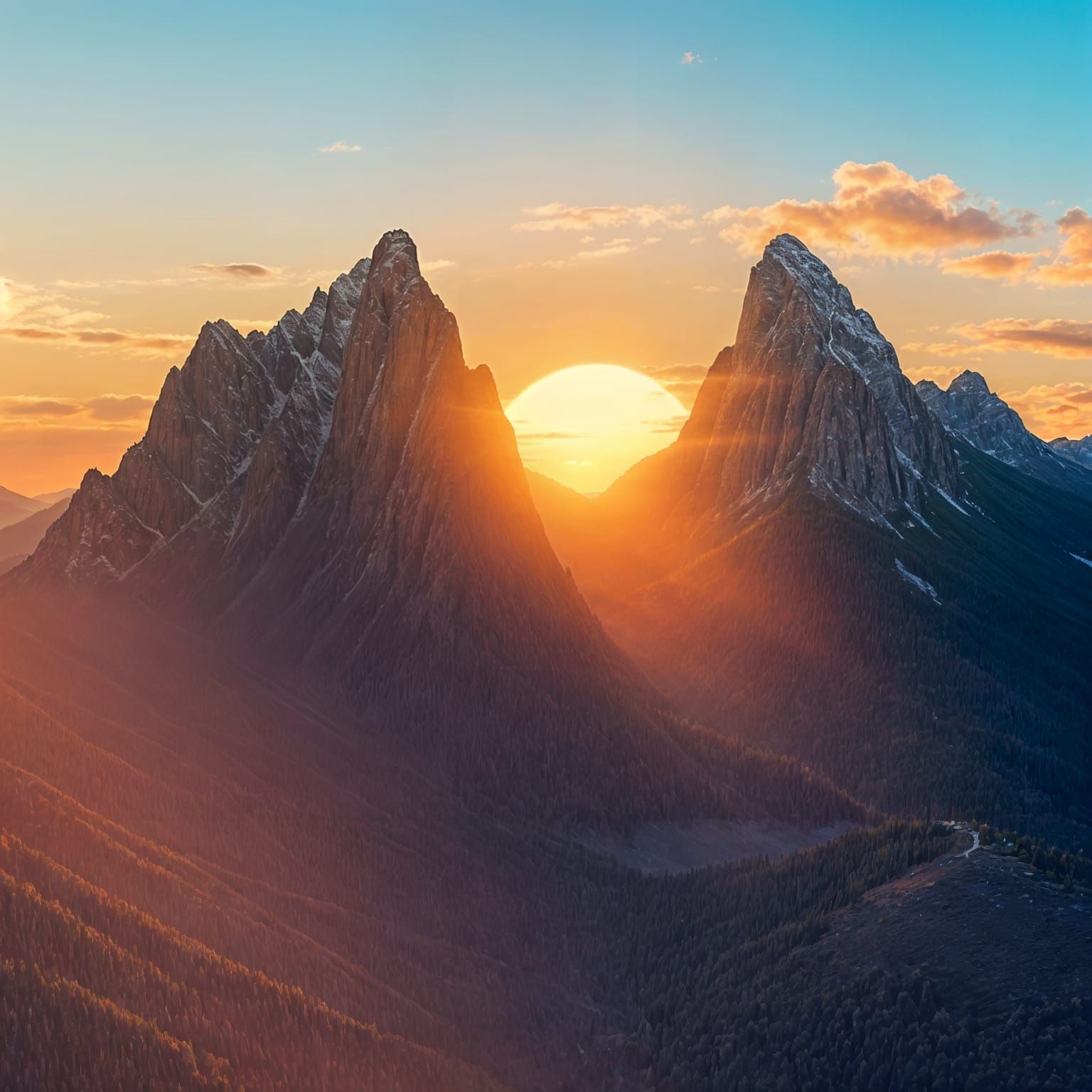 Golden Sunset in Majestic Mountains